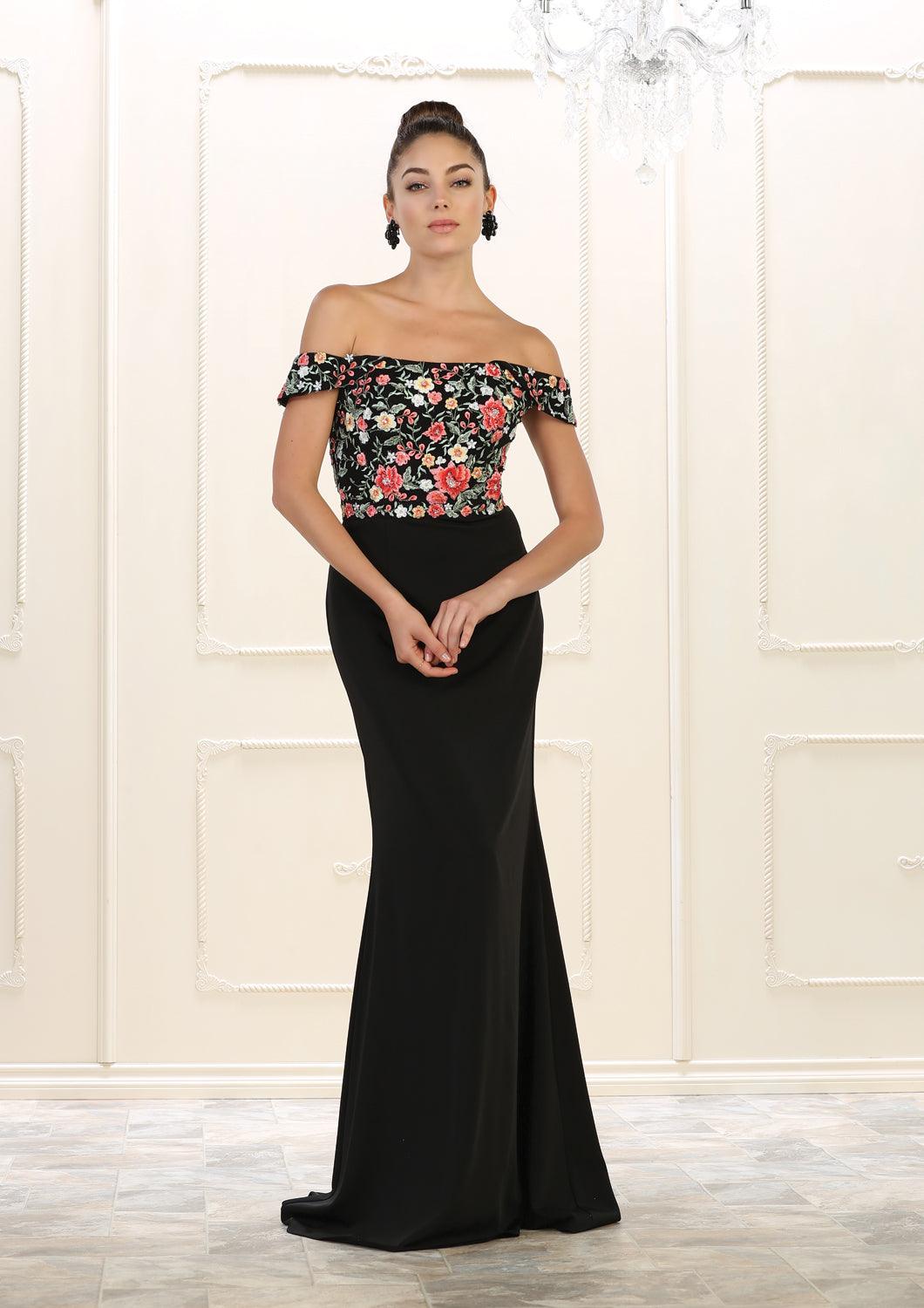 Long Off Shoulder Formal Dress Prom Evening Gown - The Dress Outlet May Queen