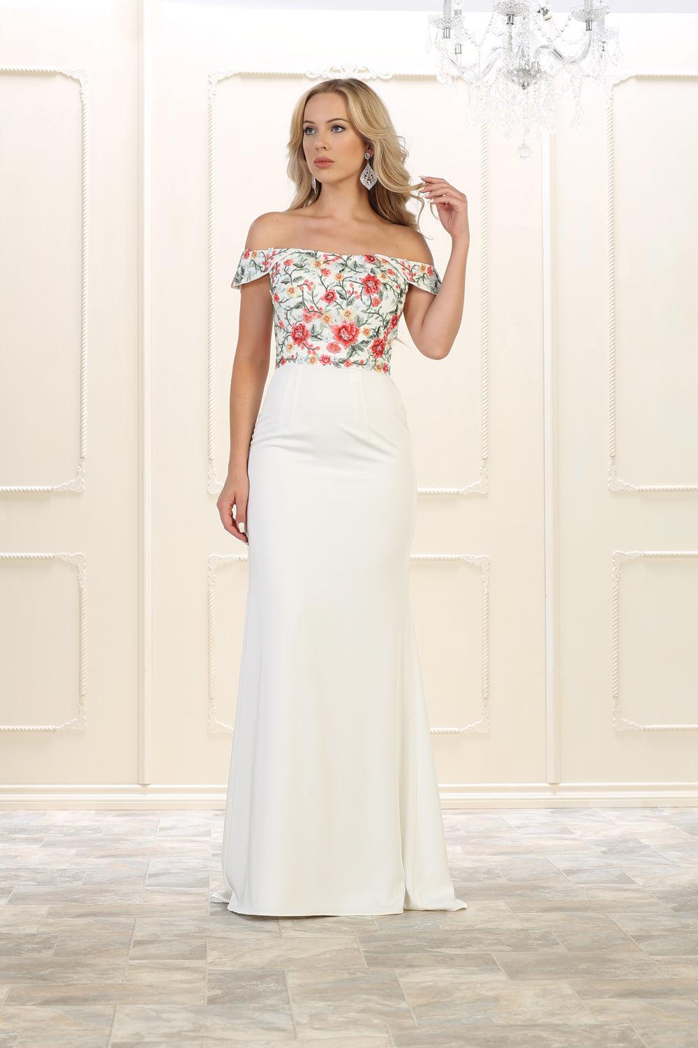 Long Off Shoulder Formal Dress Prom Evening Gown - The Dress Outlet May Queen