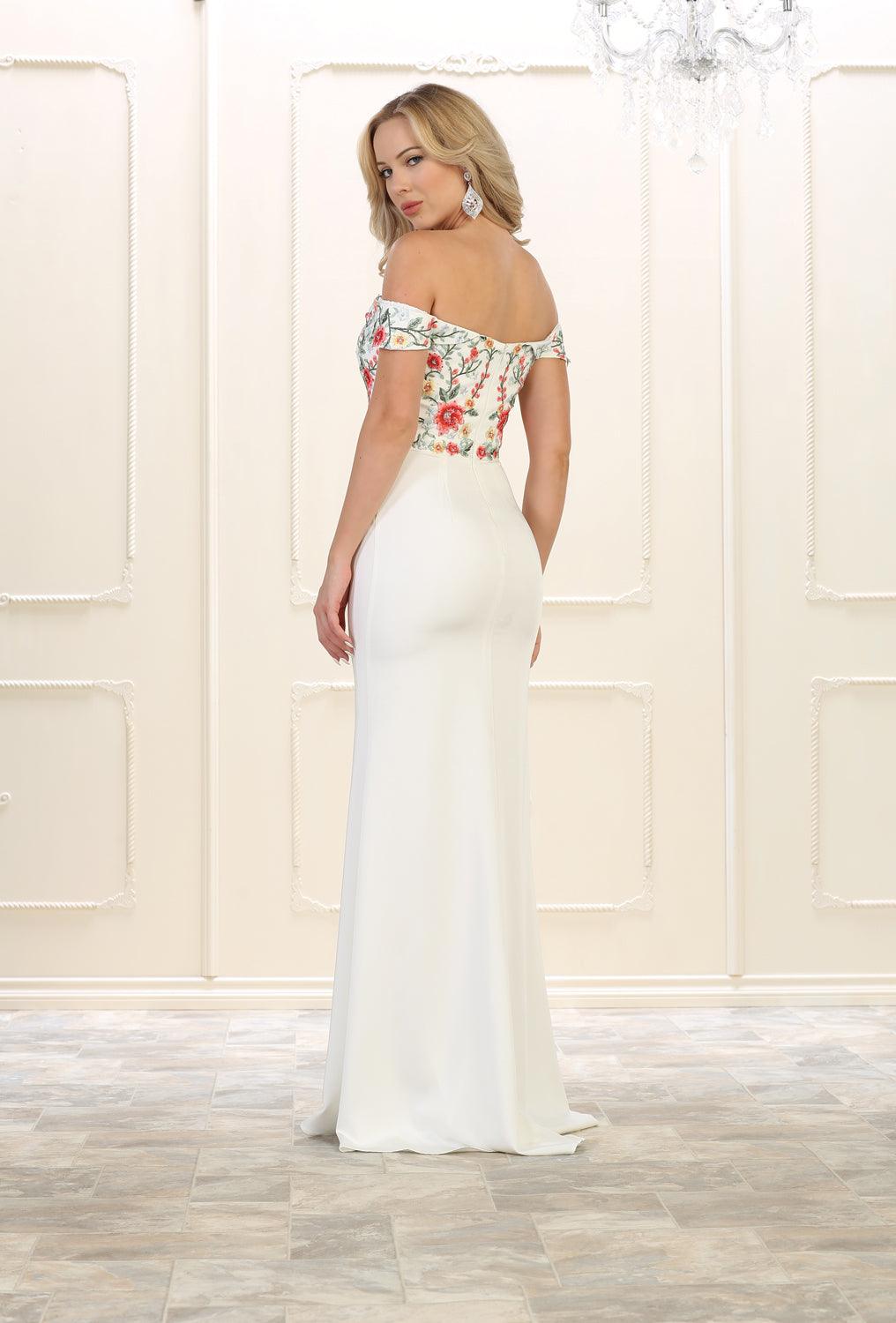 Long Off Shoulder Formal Dress Prom Evening Gown - The Dress Outlet May Queen