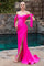Cinderella Divine CD943 Off Shoulder Formal Prom Long Dress Fuchsia
