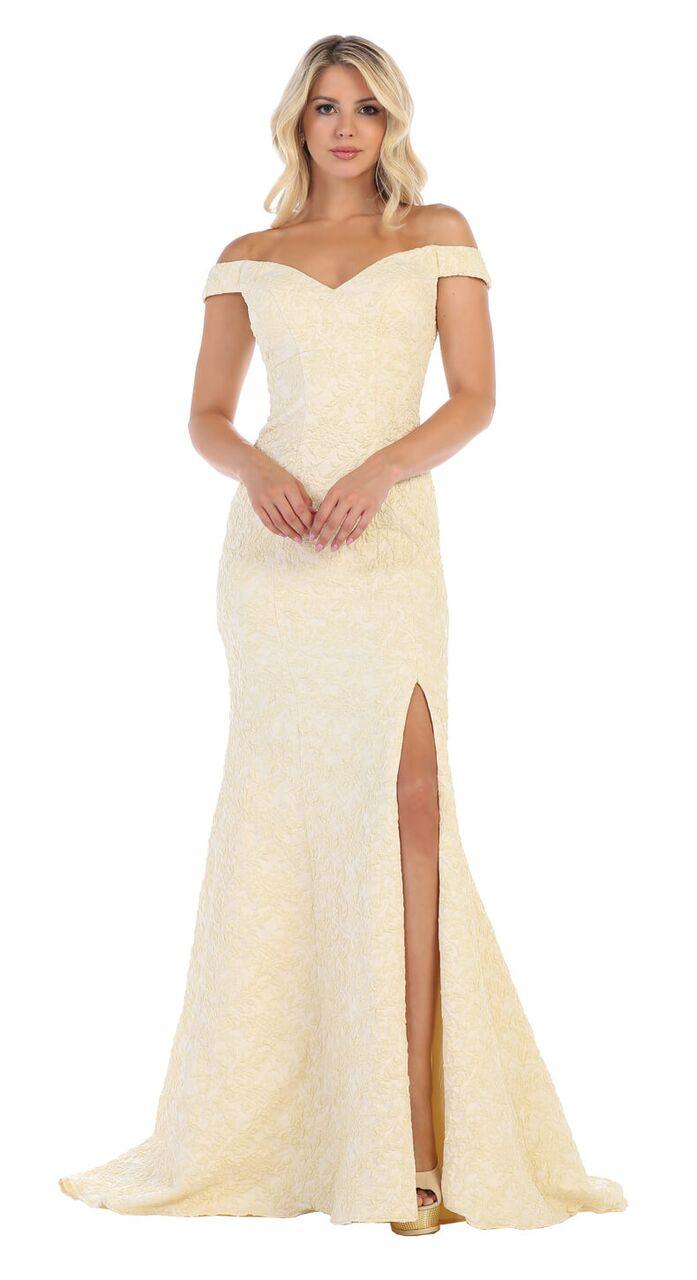 Long Off Shoulder Prom Plus Size Dress Formal Gown - The Dress Outlet May Queen