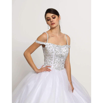 Long Off Shoulder Quinceanera Dress  Ball Gown - The Dress Outlet Juliet