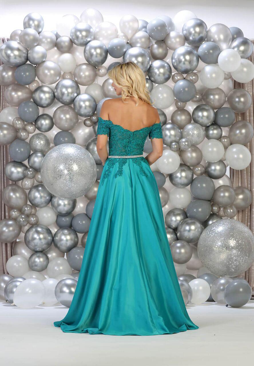 Long Off Shoulder Satin Skirt Prom Dress Evening Gown - The Dress Outlet May Queen