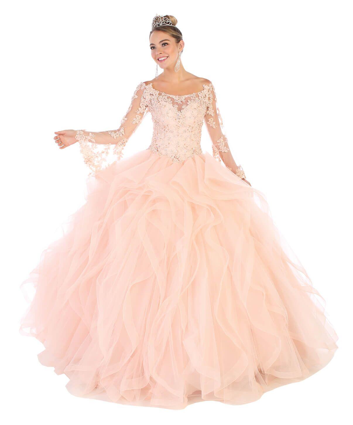 Long Off Shoulder Sweet 16 Quinceanera Ball Gown - The Dress Outlet May Queen
