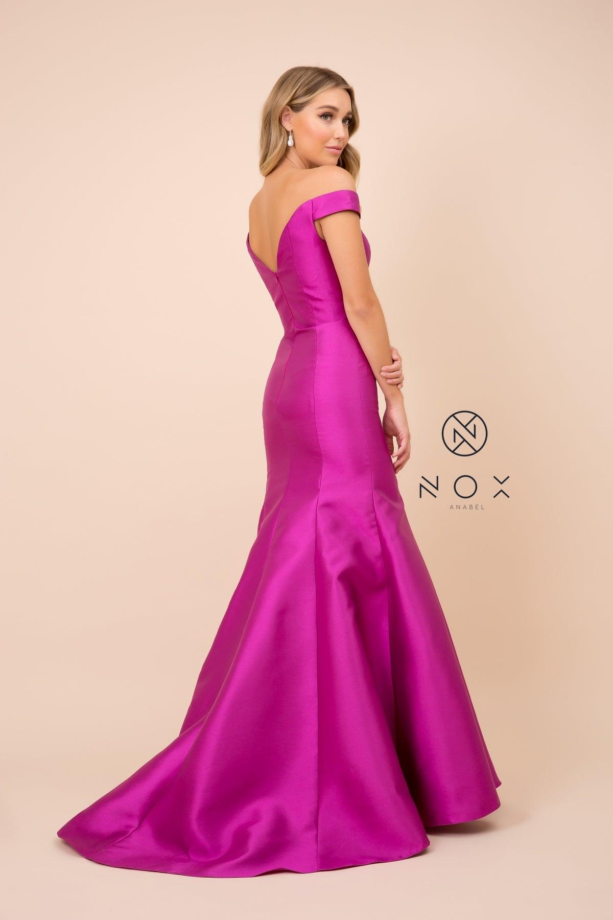 Long Off The Shoulder Fitted Formal Prom Dress Evening Gown