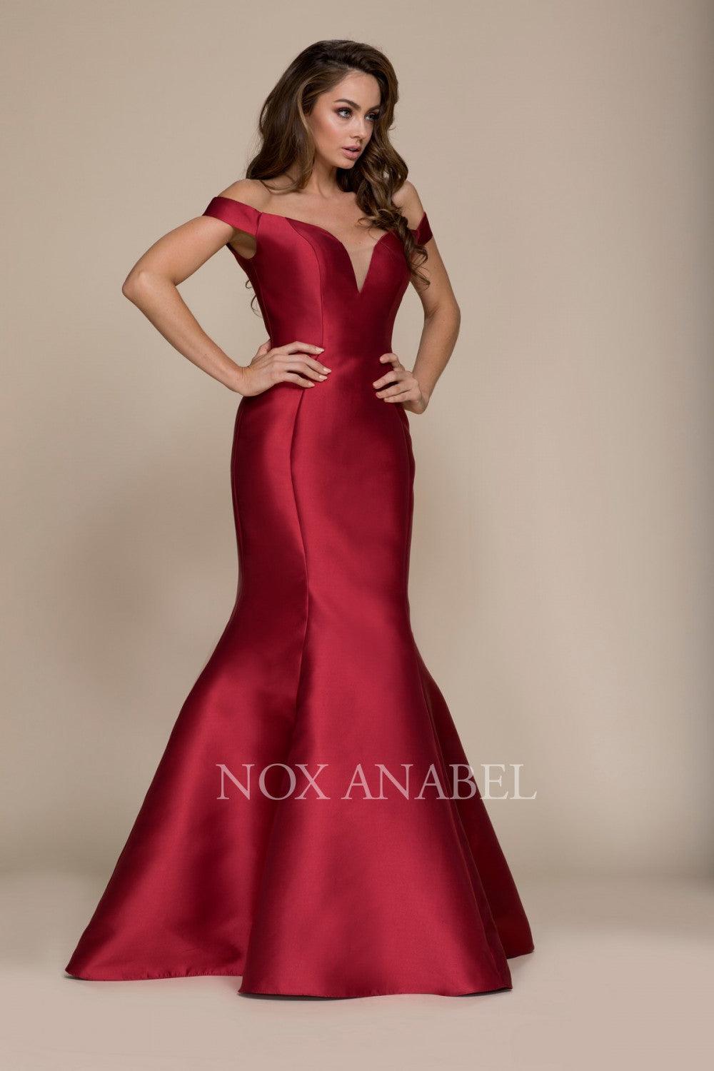 Long Off The Shoulder Fitted Formal Prom Dress Evening Gown