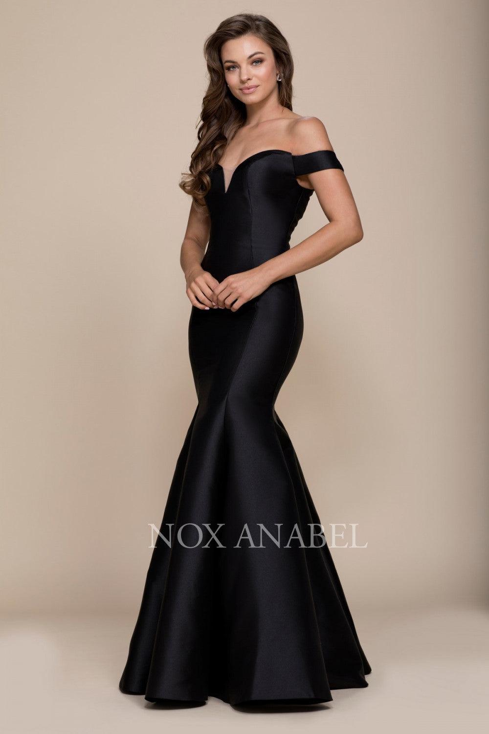 Long Off The Shoulder Fitted Formal Prom Dress Evening Gown