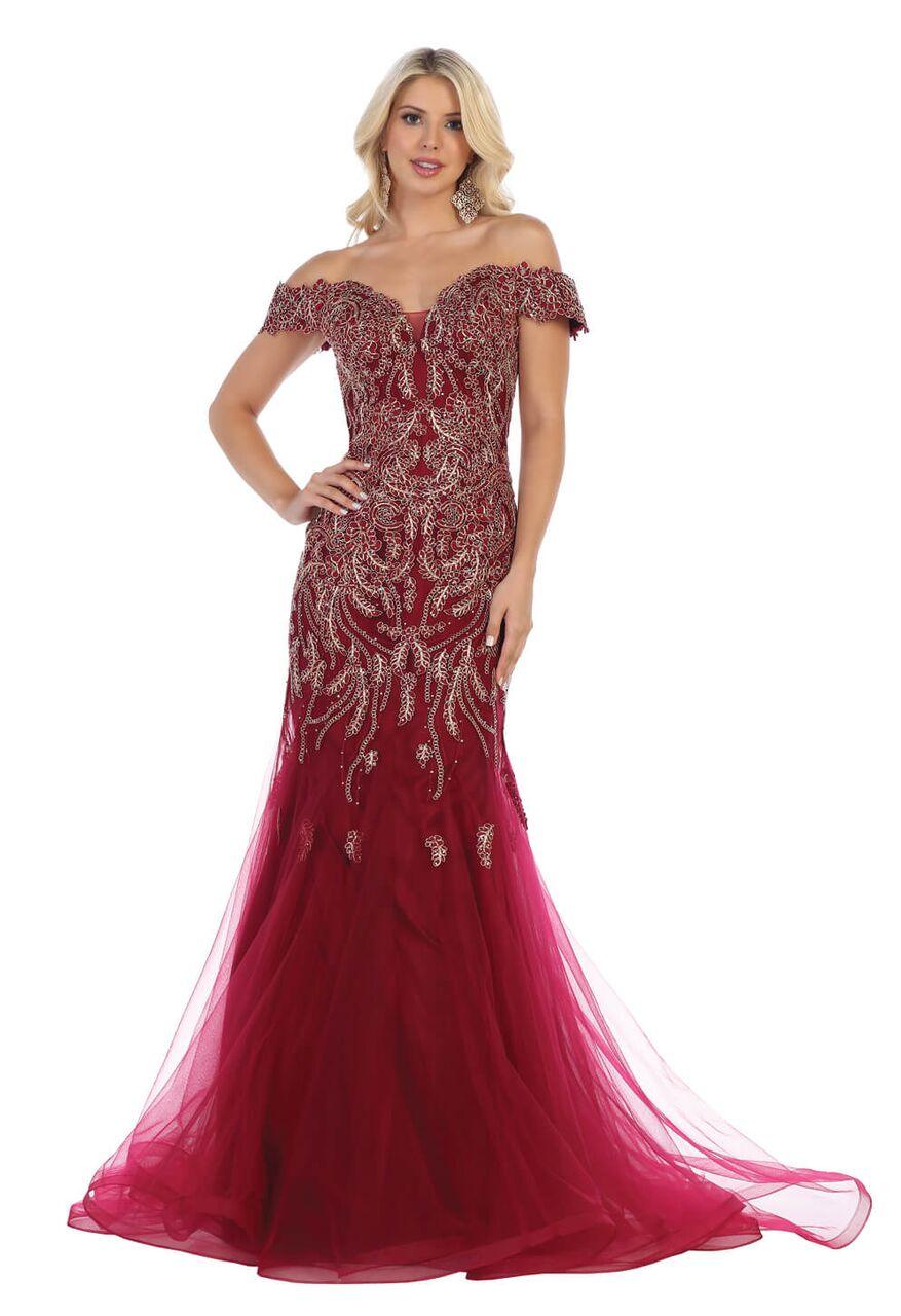 Long Off The Shoulder Mermaid Prom Dress - The Dress Outlet May Queen