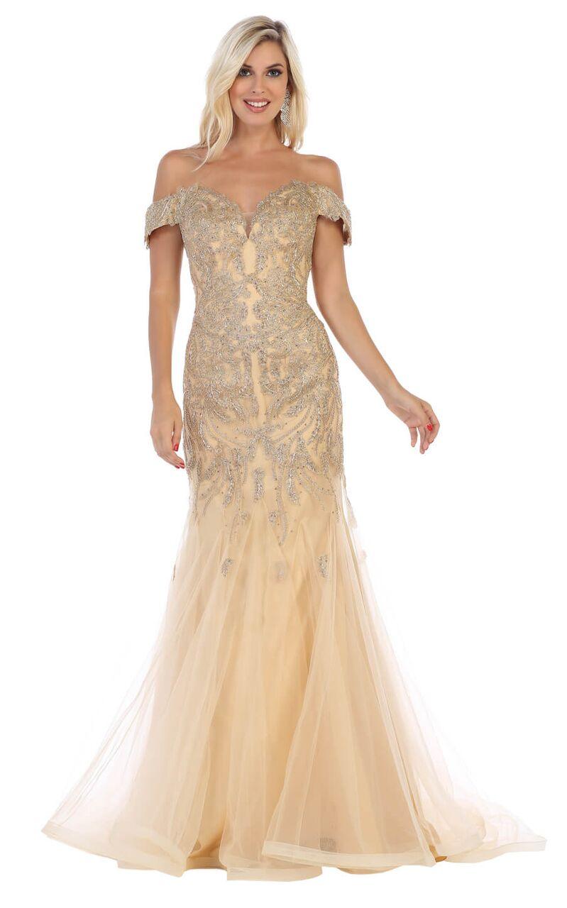 Long Off The Shoulder Mermaid Prom Dress - The Dress Outlet May Queen