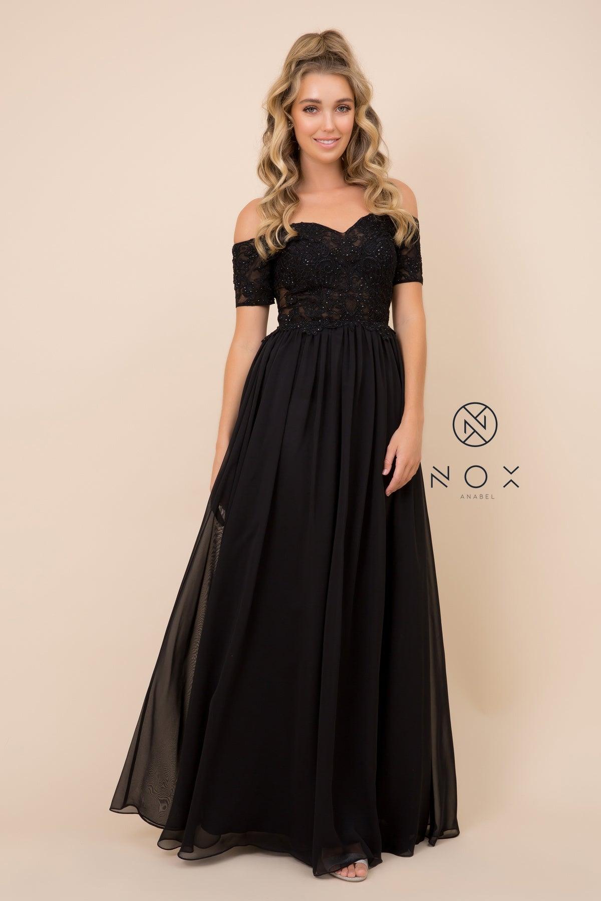 Long Off The Shoulder Prom Dress - The Dress Outlet Nox Anabel