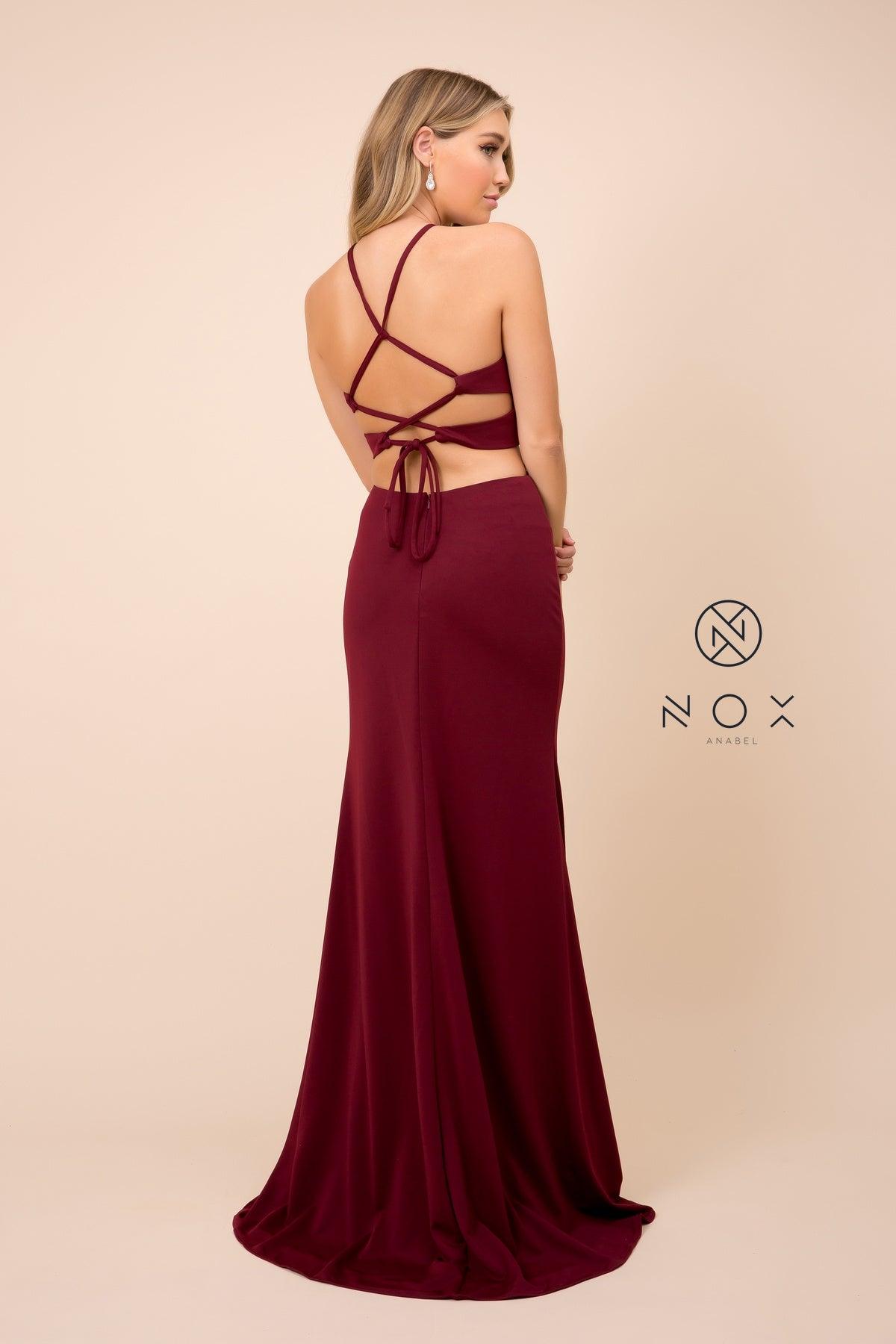 Long Open Back Cutout Prom Dress Evening Gown
