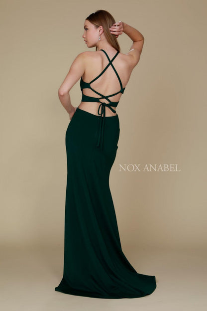 Long Open Back Cutout Prom Dress Evening Gown - The Dress Outlet Nox Anabel