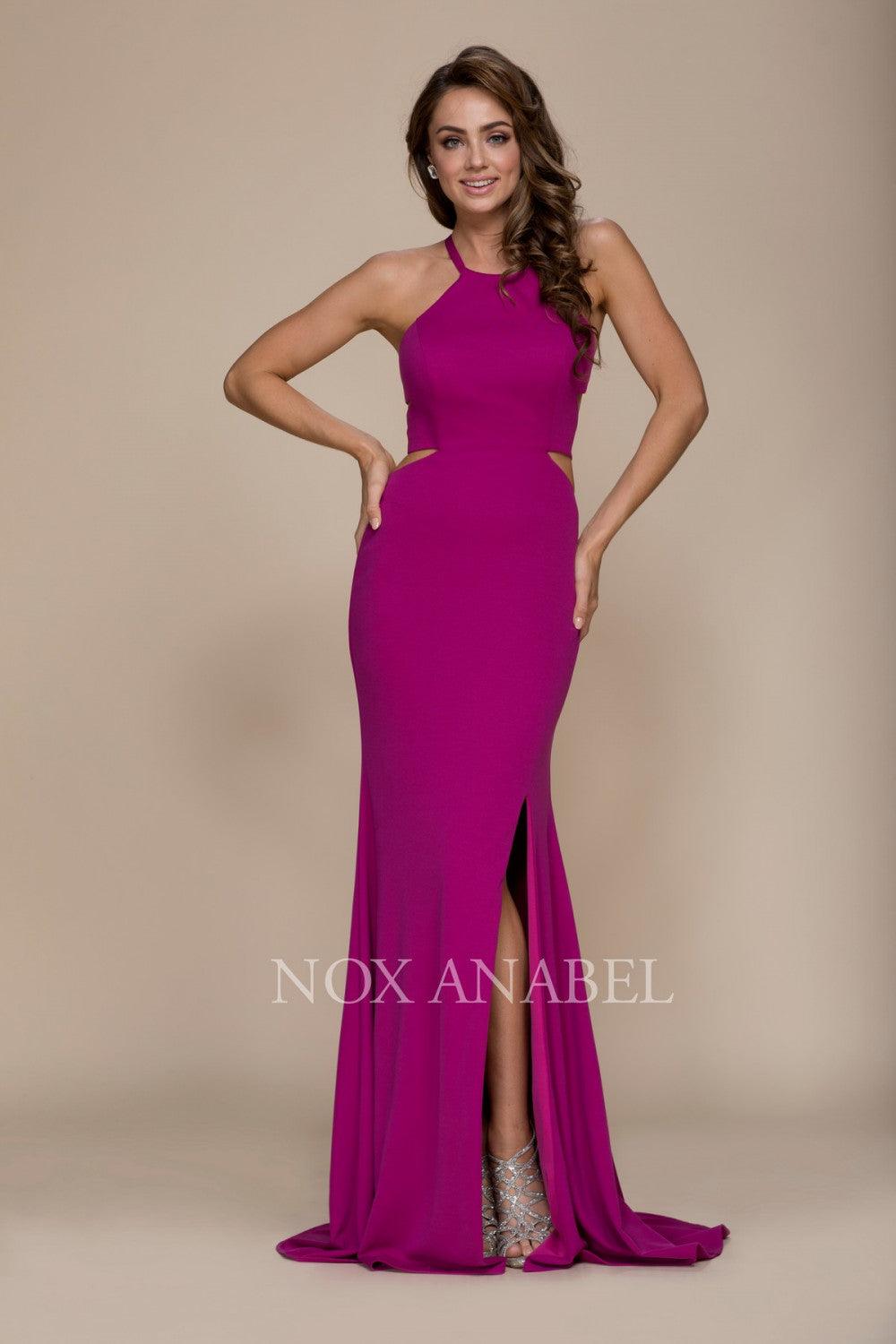 Long Open Back Cutout Prom Dress Evening Gown