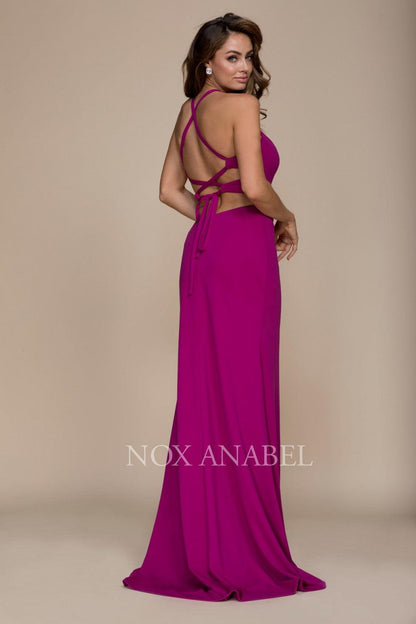 Long Open Back Cutout Prom Dress Evening Gown - The Dress Outlet Nox Anabel