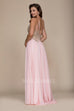 Sheer Boned Bodice Open Back Formal Dress Blushing Pink