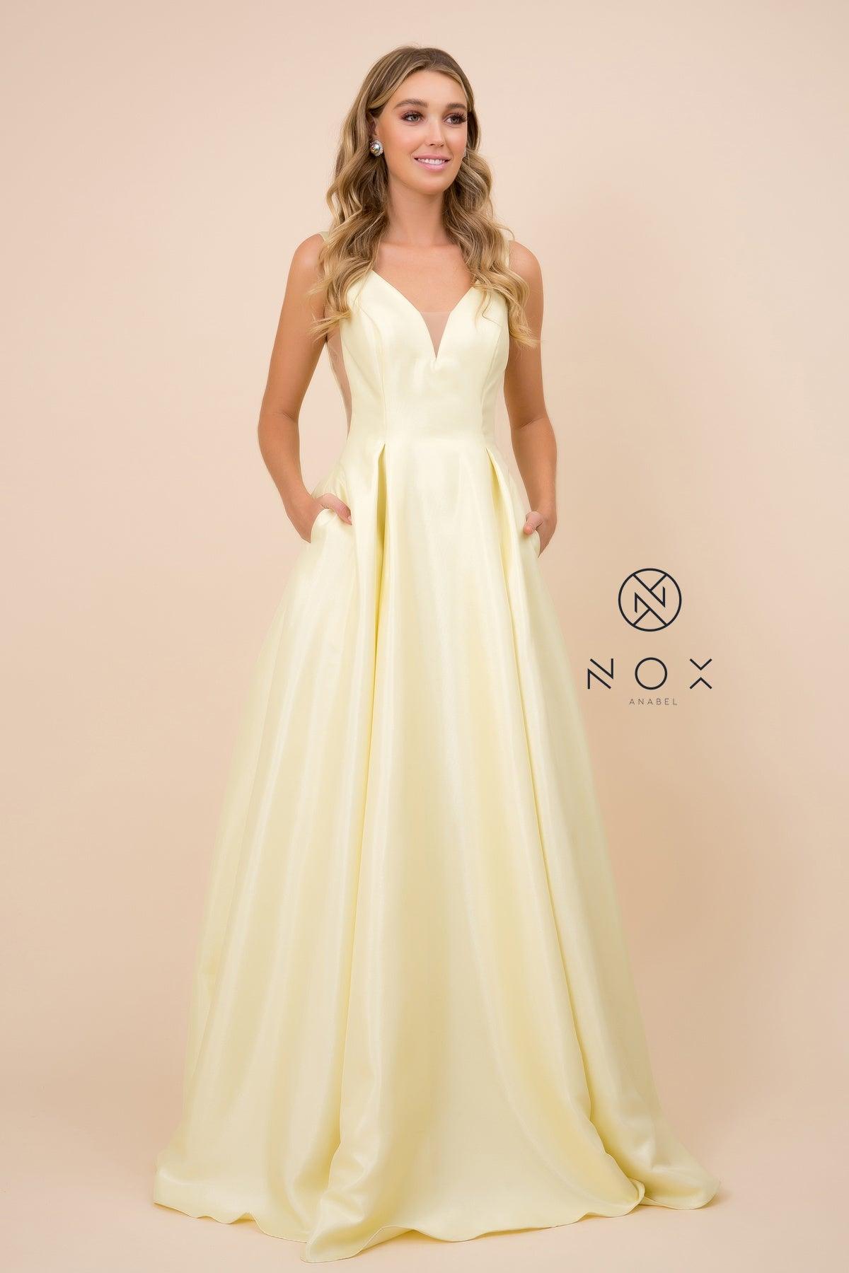 Long Open Back Prom Dress Evening Gown with Pockets - The Dress Outlet Nox Anabel