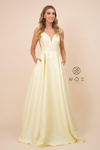 Long Open Back Prom Dress Evening Gown with Pockets - The Dress Outlet Nox Anabel