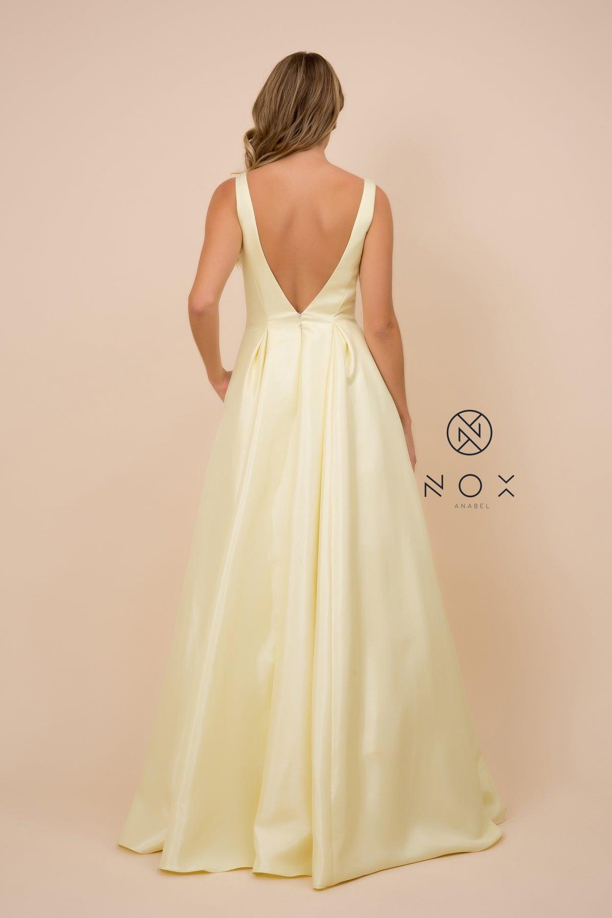 Long Open Back Prom Dress Evening Gown with Pockets - The Dress Outlet Nox Anabel