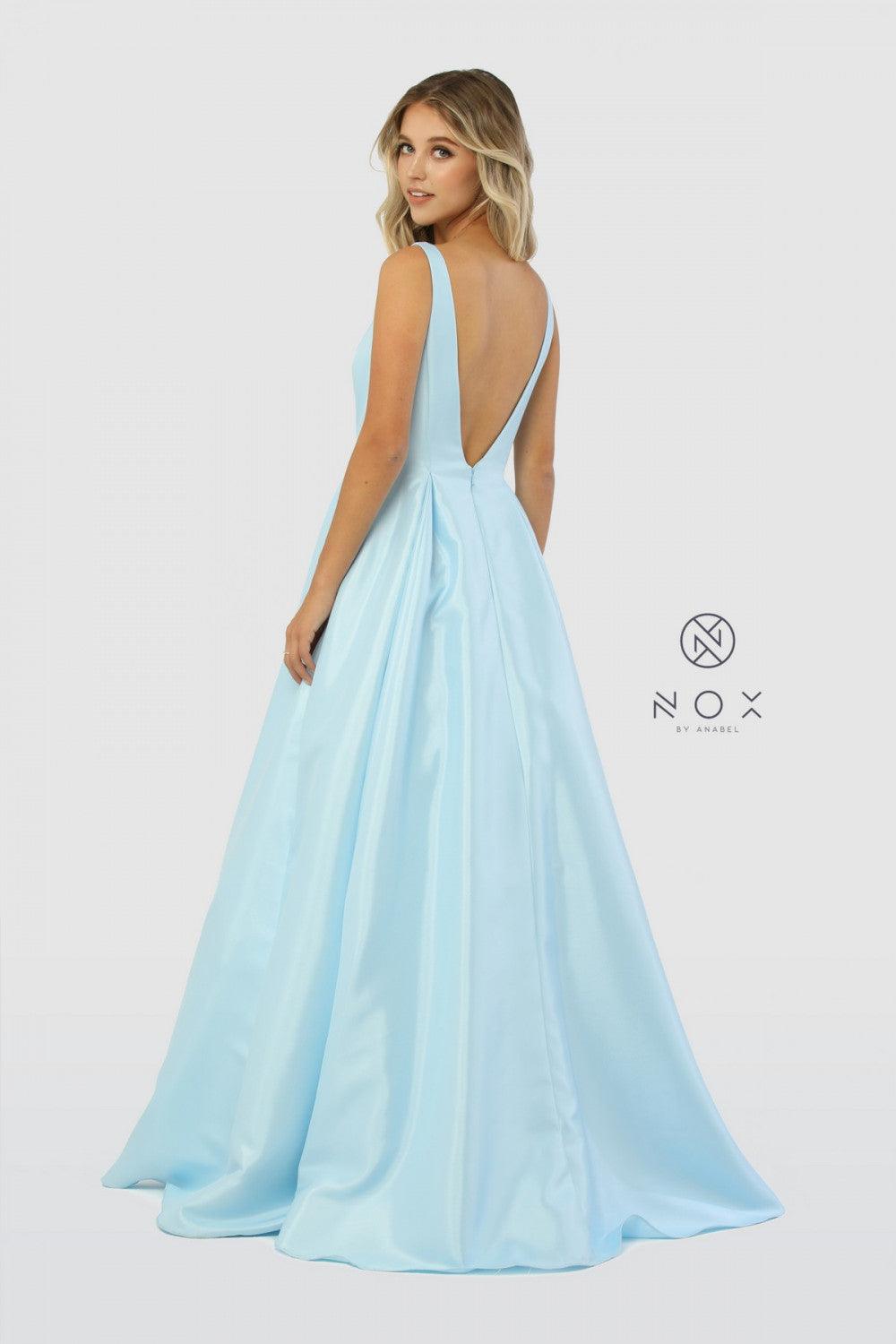 Long Open Back Prom Dress Evening Gown with Pockets - The Dress Outlet Nox Anabel