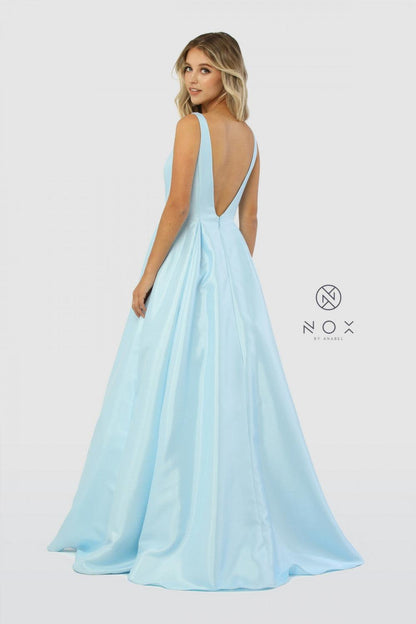 Long Open Back Prom Dress Evening Gown with Pockets - The Dress Outlet Nox Anabel