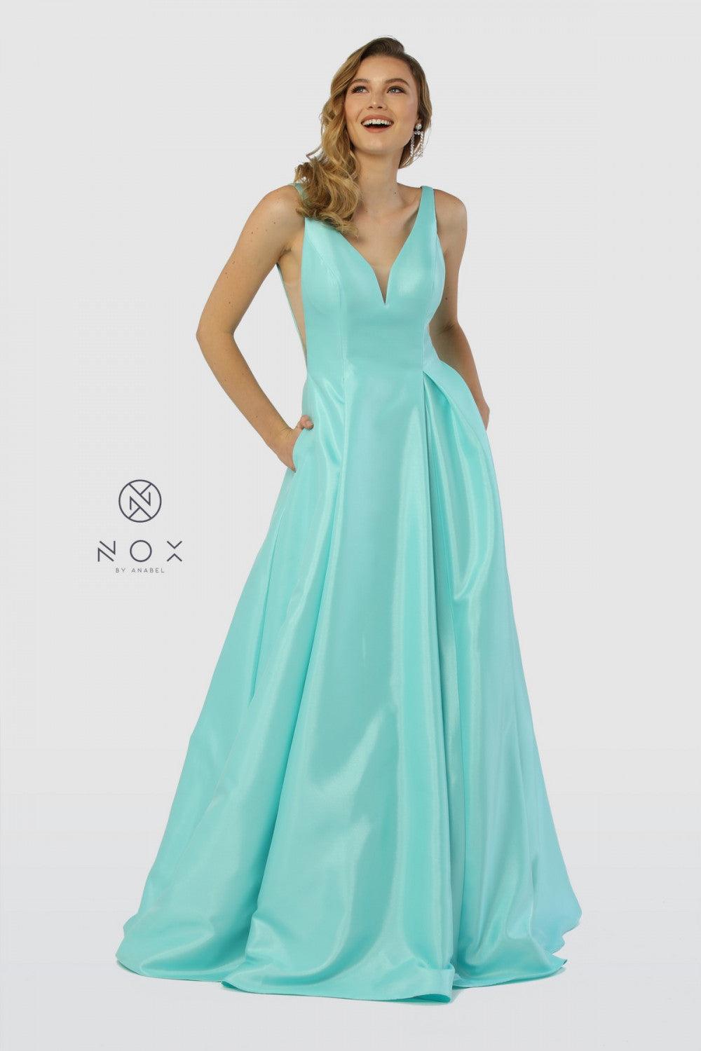 Long Open Back Prom Dress Evening Gown with Pockets - The Dress Outlet Nox Anabel