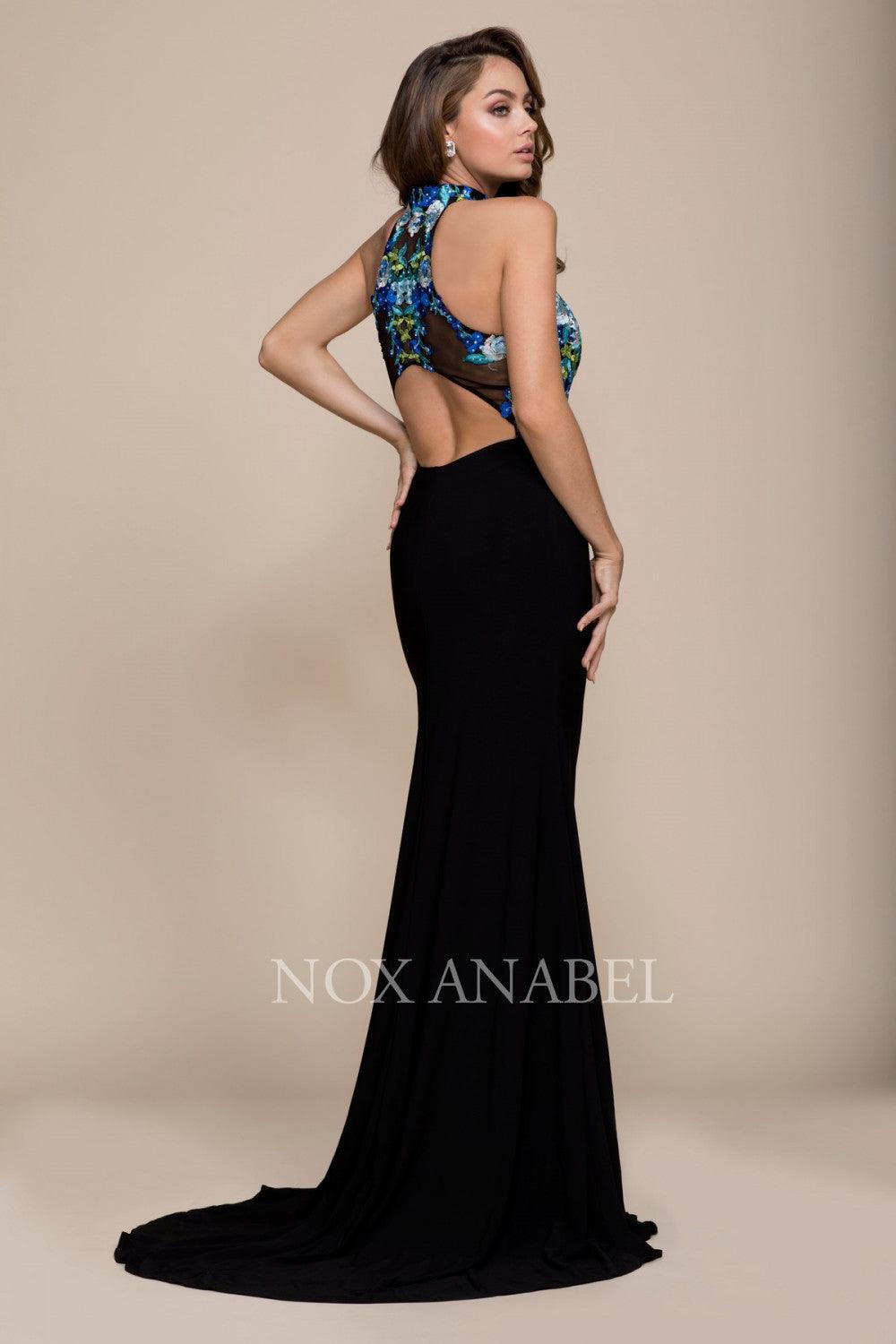 Long Open Back Prom Dress Fitted Evening Gown - The Dress Outlet Nox Anabel