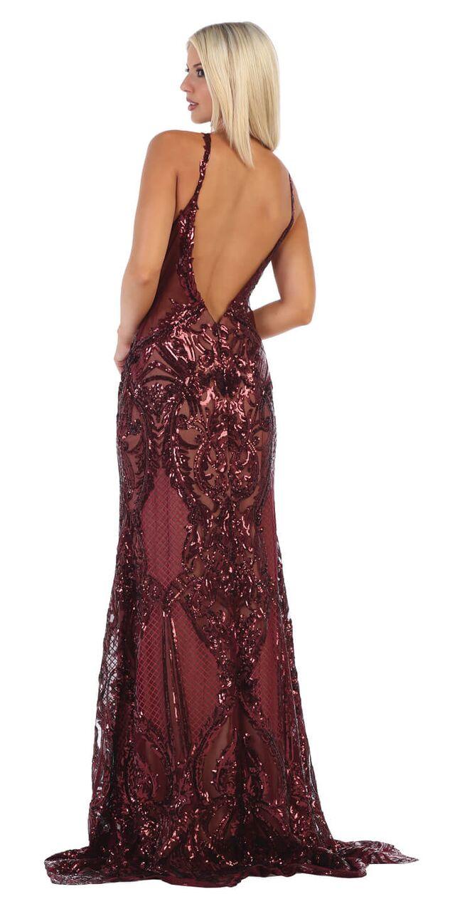 Long Open Back Prom Dress Formal Evening Gown - The Dress Outlet May Queen