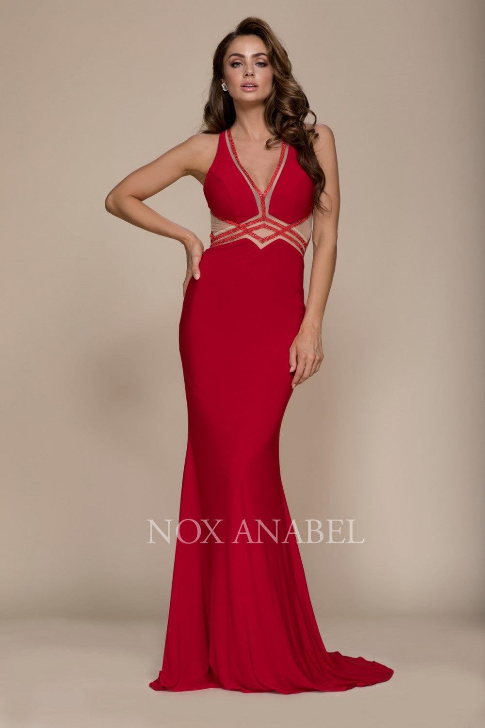 Long Open Back Side Prom Dress Evening Gown - The Dress Outlet Nox Anabel
