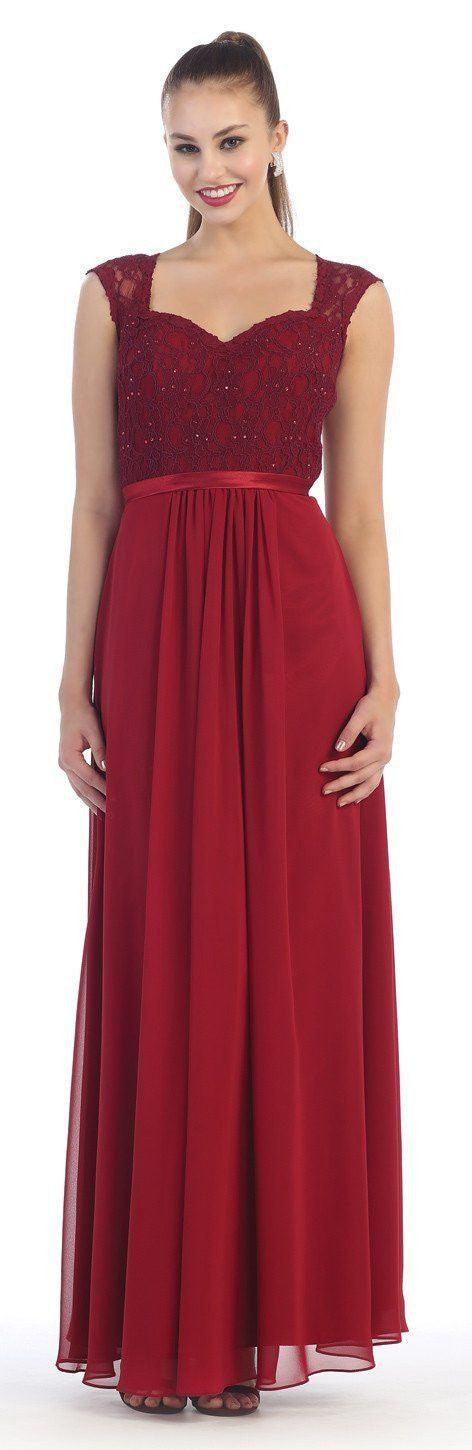 Long Plus Size Dress Lace Formal Evening Party - The Dress Outlet May Queen