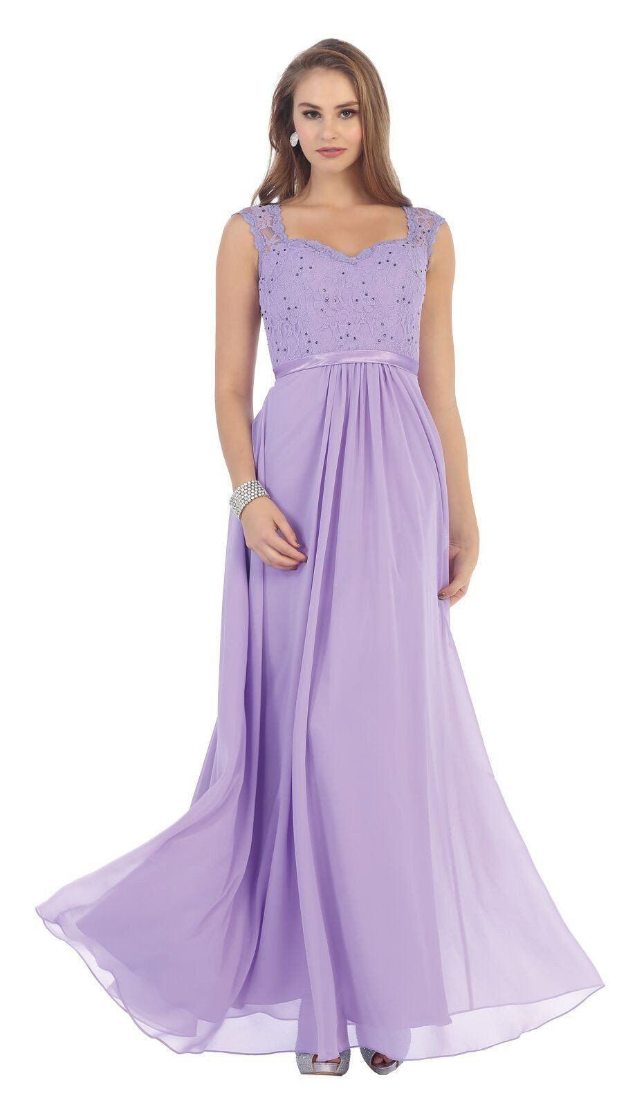Long Plus Size Dress Lace Formal Evening Party - The Dress Outlet May Queen