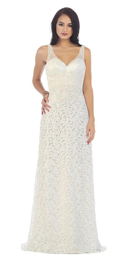 Long Plus Size Lace Wedding Gown - The Dress Outlet May Queen