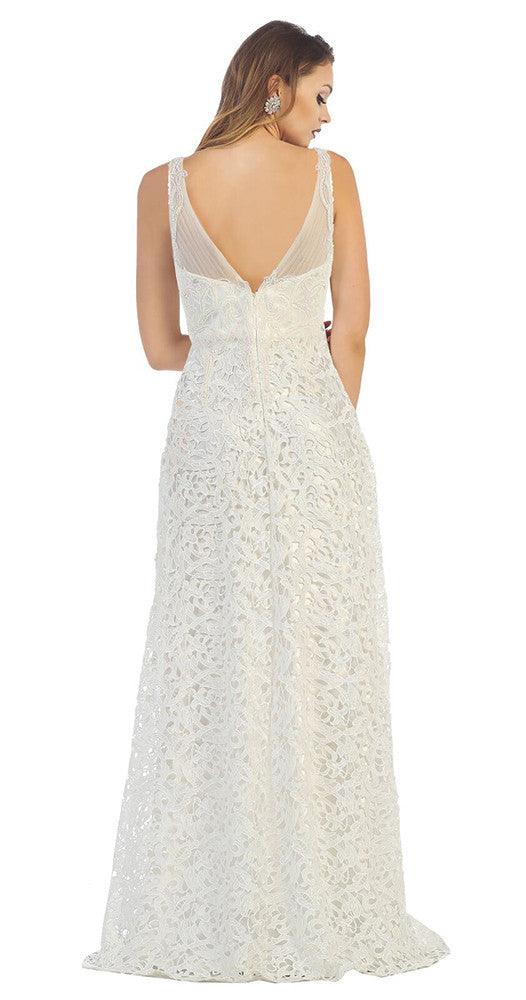 Long Plus Size Lace Wedding Gown - The Dress Outlet May Queen