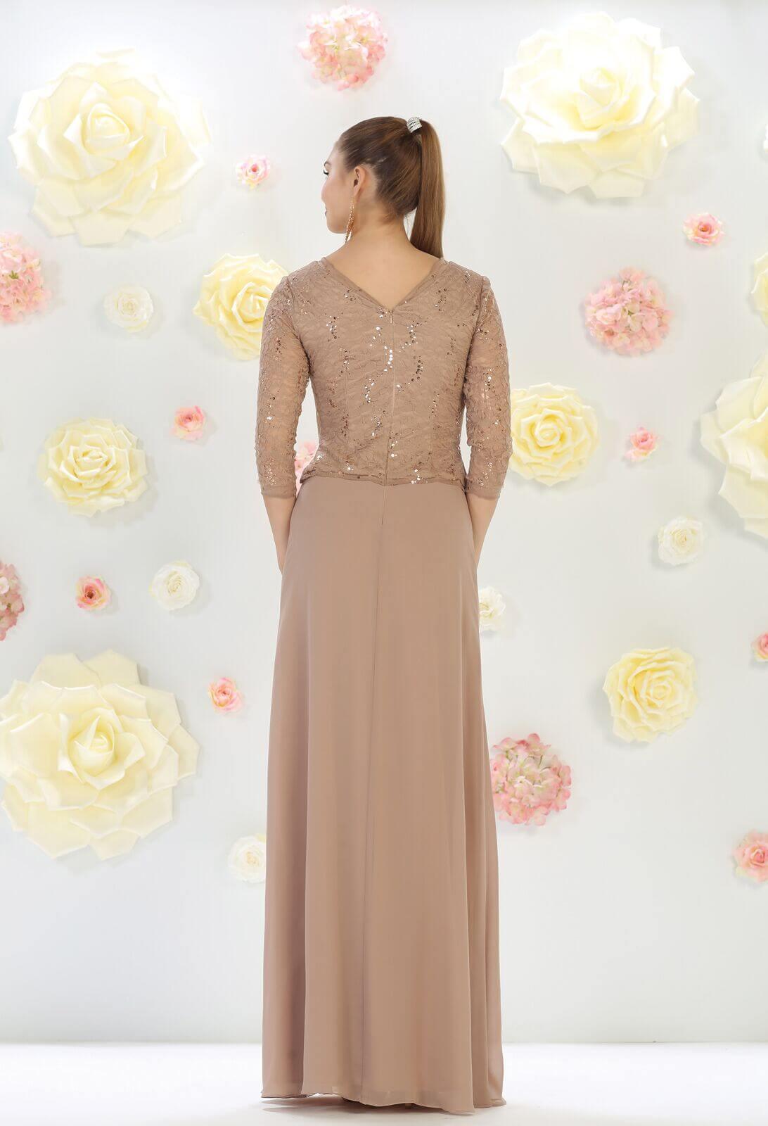 Long Plus Size Mother of the Bride Formal Dress with Sleeves - The Dress Outlet May Queen