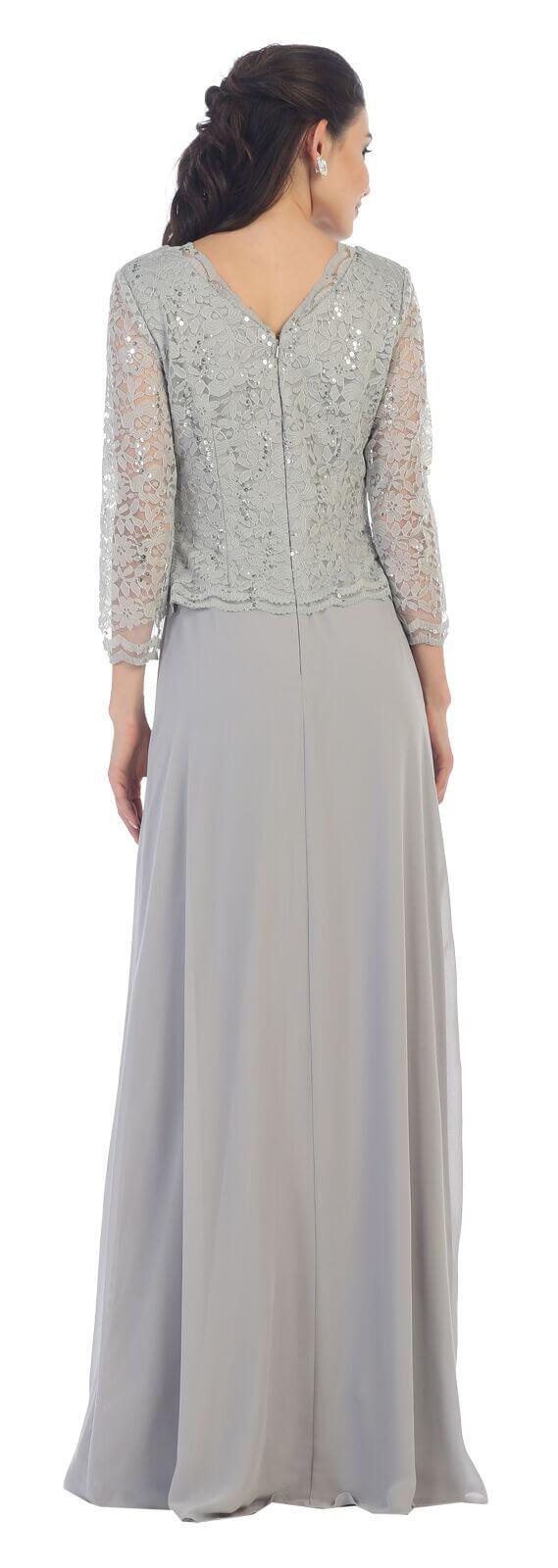 Long Plus Size Mother of the Bride Formal Dress with Sleeves - The Dress Outlet May Queen