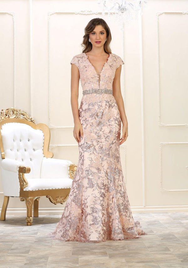 Long Plus Size Prom Dress Beaded Evening Gown