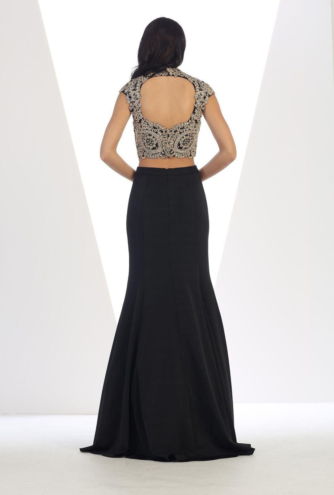Long Prom 2 Piece Formal Homecoming Gown - The Dress Outlet May Queen