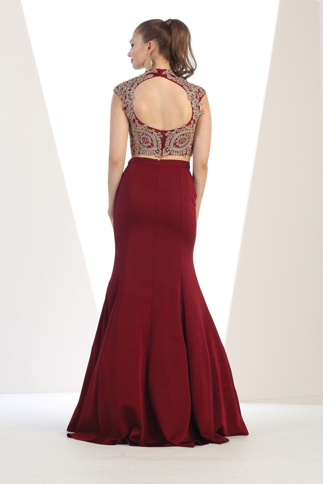 Long Prom 2 Piece Formal Homecoming Gown - The Dress Outlet May Queen