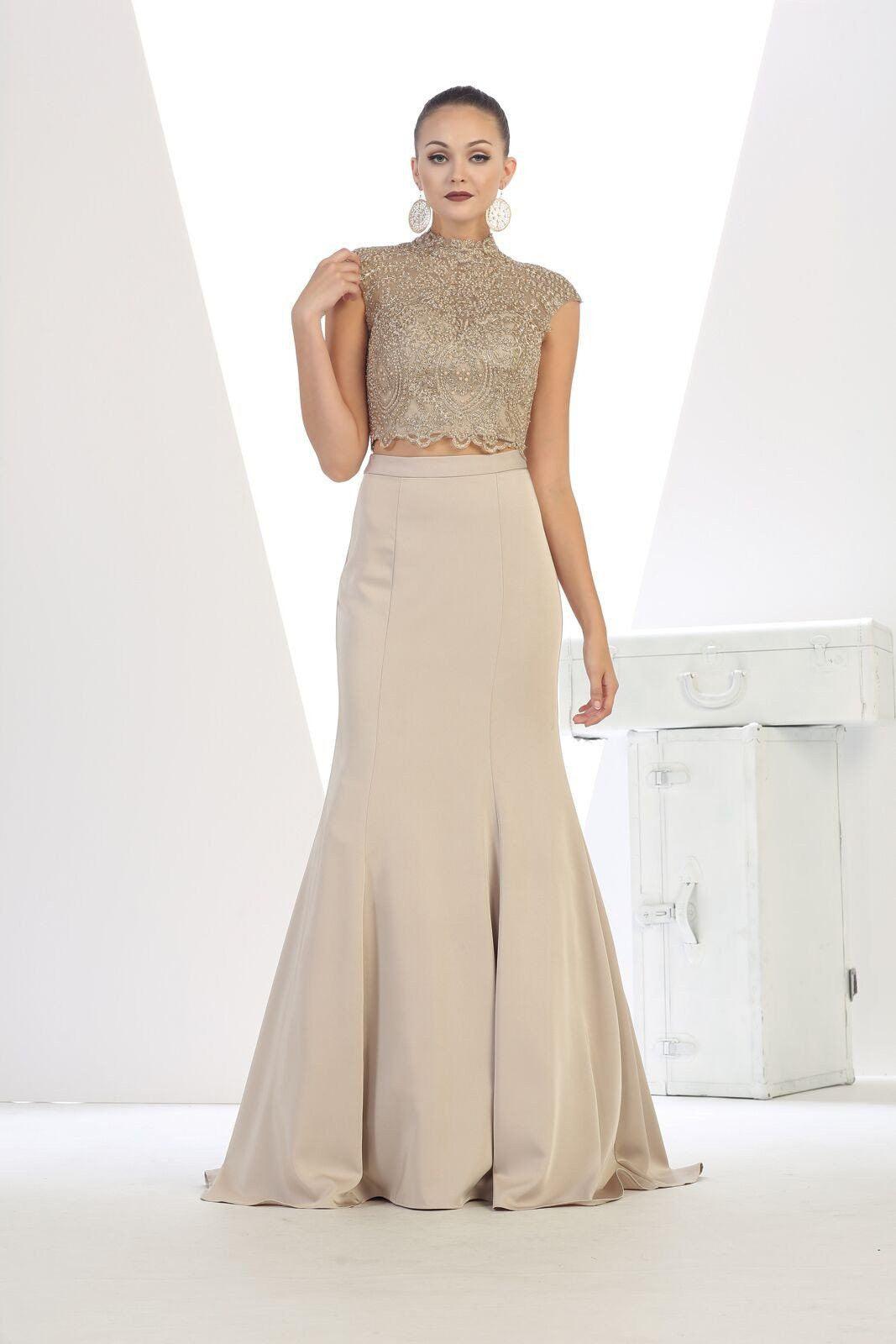 Long Prom 2 Piece Formal Homecoming Gown - The Dress Outlet May Queen