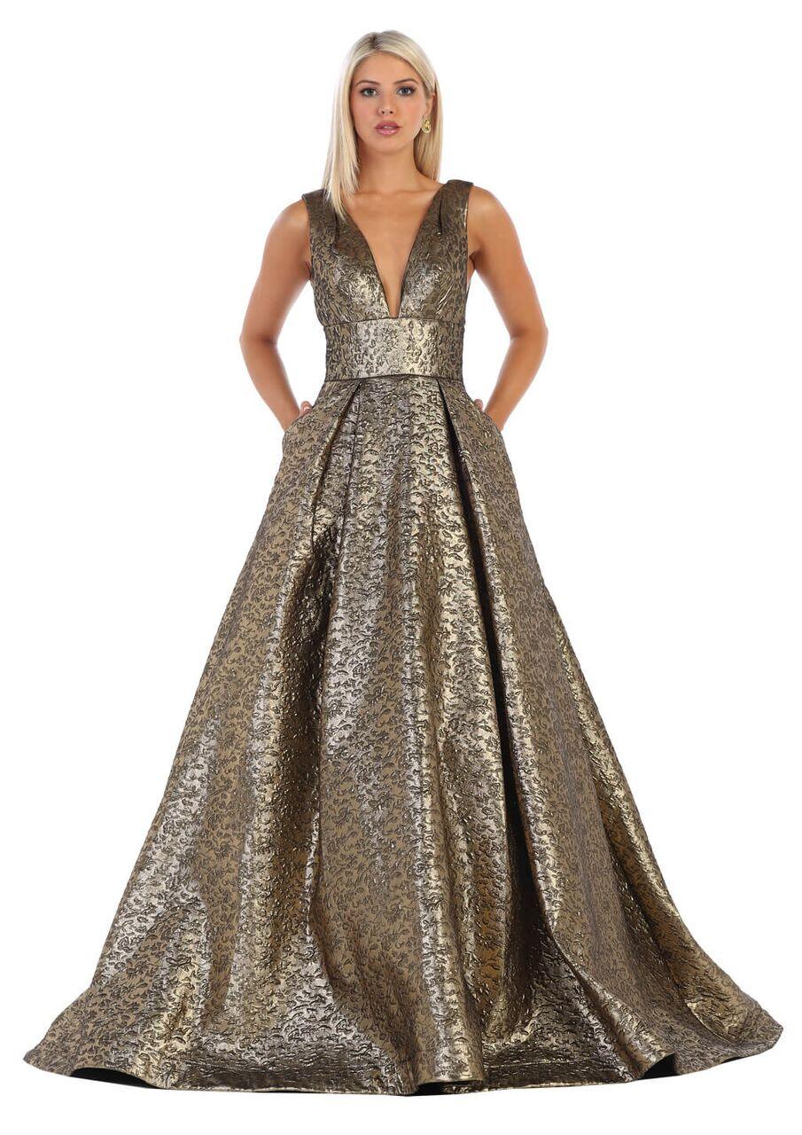 Long Prom Ball Gown with Pockets - The Dress Outlet May Queen