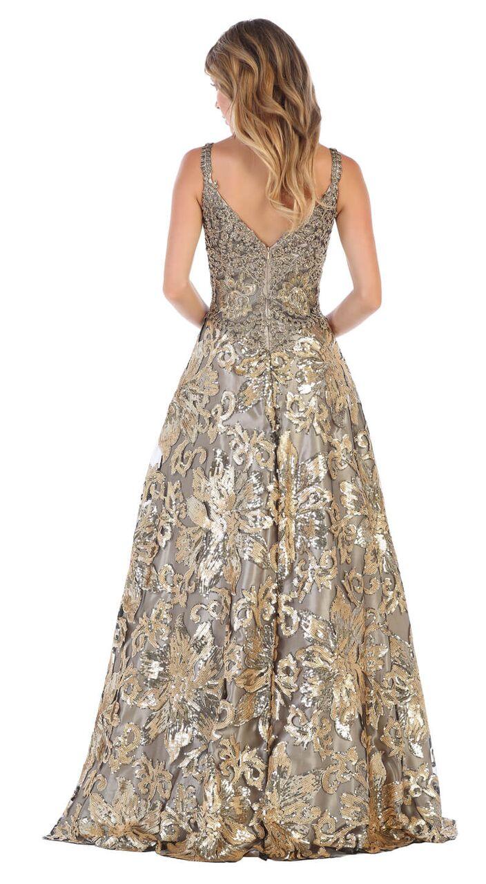 Long Prom Beaded Formal Evening Gown - The Dress Outlet May Queen