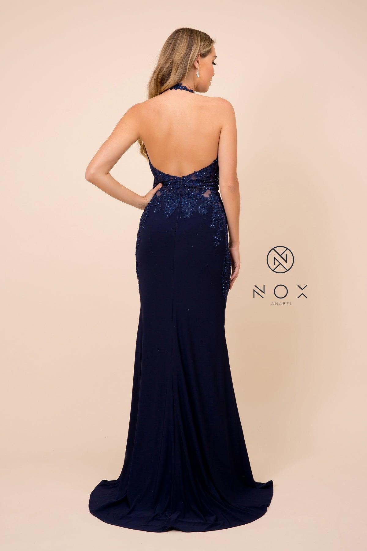 Long Prom Dress Evening Gown Navy - The Dress Outlet Nox Anabel