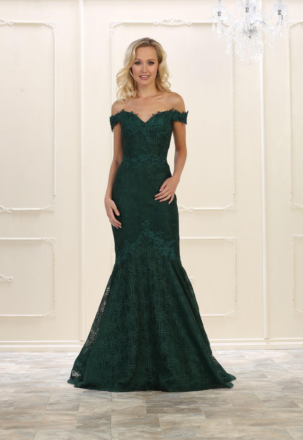 Long Prom Dress Evening Off Shoulder Gown - The Dress Outlet May Queen