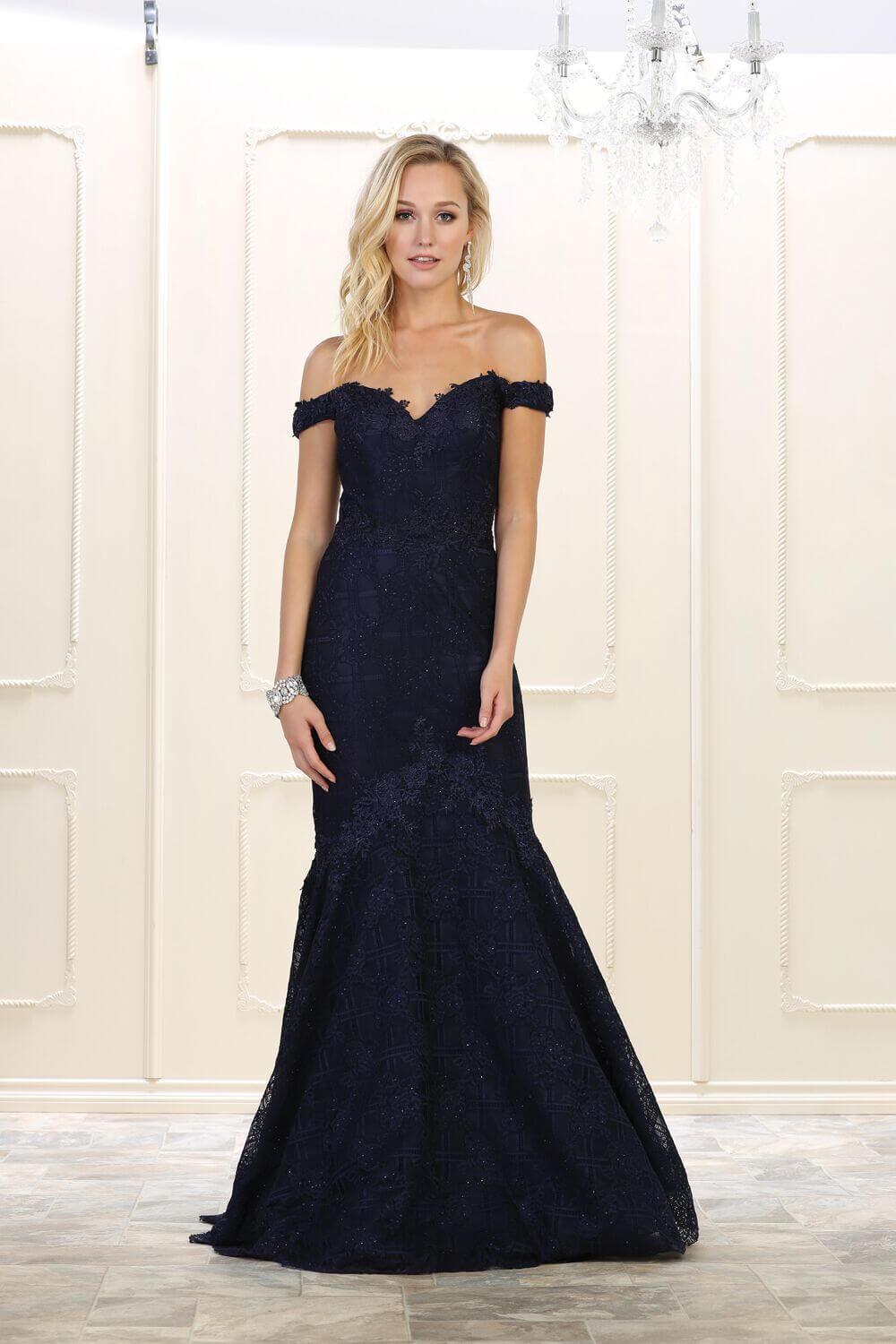 Long Prom Dress Evening Off Shoulder Gown - The Dress Outlet May Queen