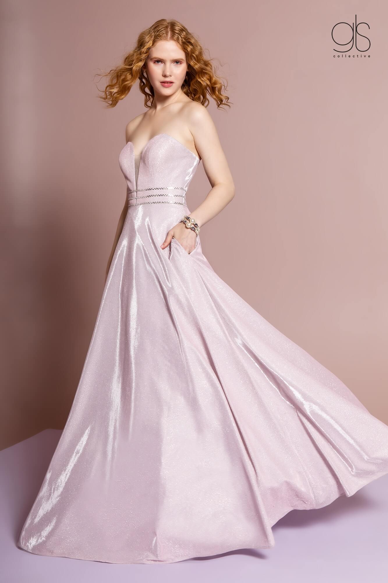 Long Prom Dress Formal Ball Gown with Pockets - Blush / 3XL Long Prom Dress Formal Ball Gown with Pockets - Blush / 3XL