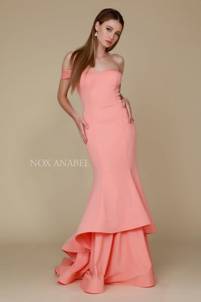 Long Prom Dress Formal Evening Tiered Mermaid Gown - The Dress Outlet Nox Anabel