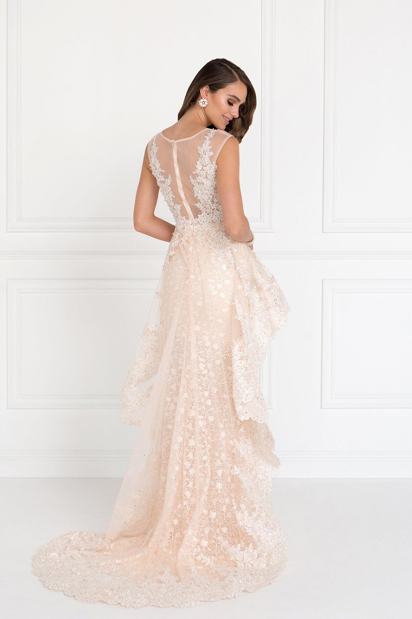 Long Prom Dress Formal Mermaid Gown Lace Train - The Dress Outlet Elizabeth K