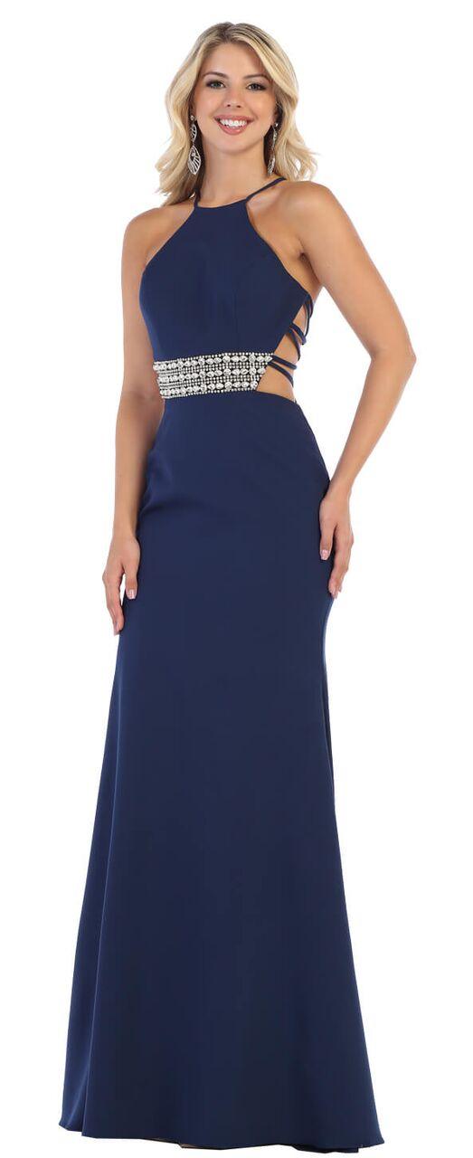 Long Prom Dress Formal Open Side Back - The Dress Outlet May Queen