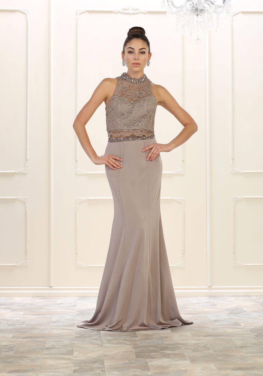 Long Prom Dress Formal Sexy 2 Piece Gown - The Dress Outlet May Queen