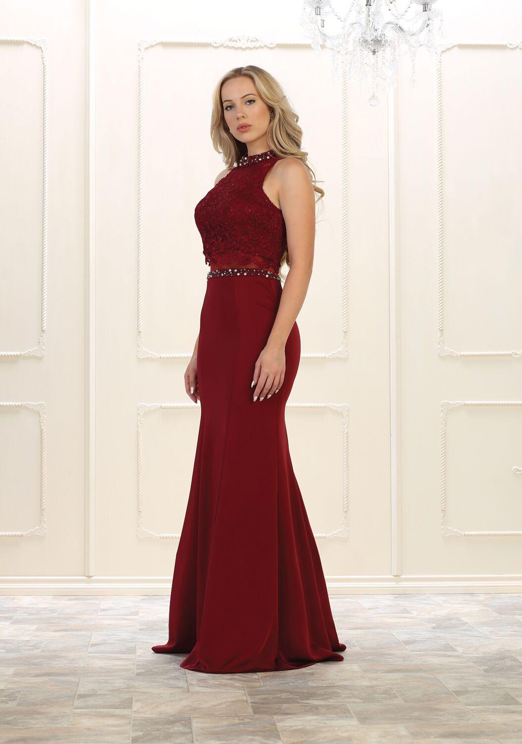 Long Prom Dress Formal Sexy 2 Piece Gown - The Dress Outlet May Queen