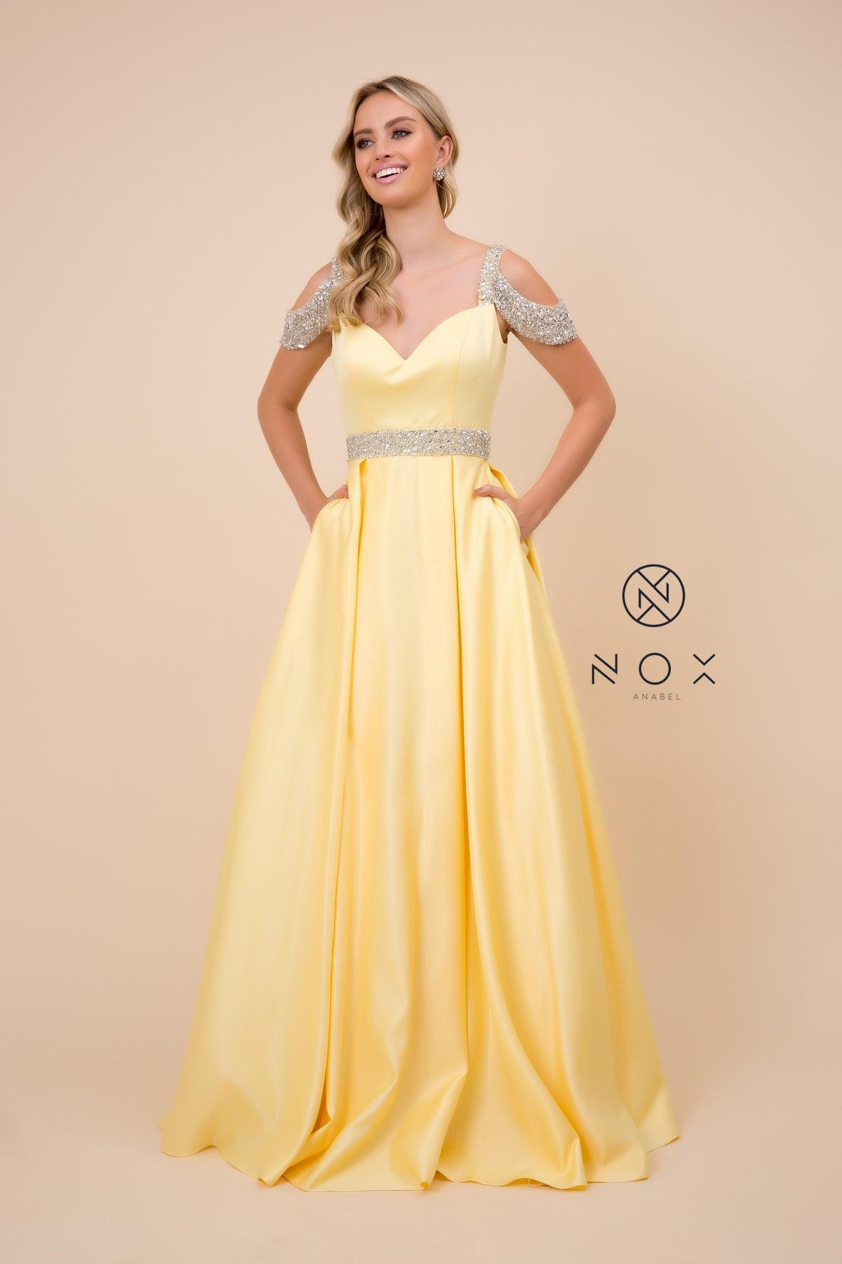 Long Prom Dress Off Shoulder Evening Gown - The Dress Outlet Nox Anabel